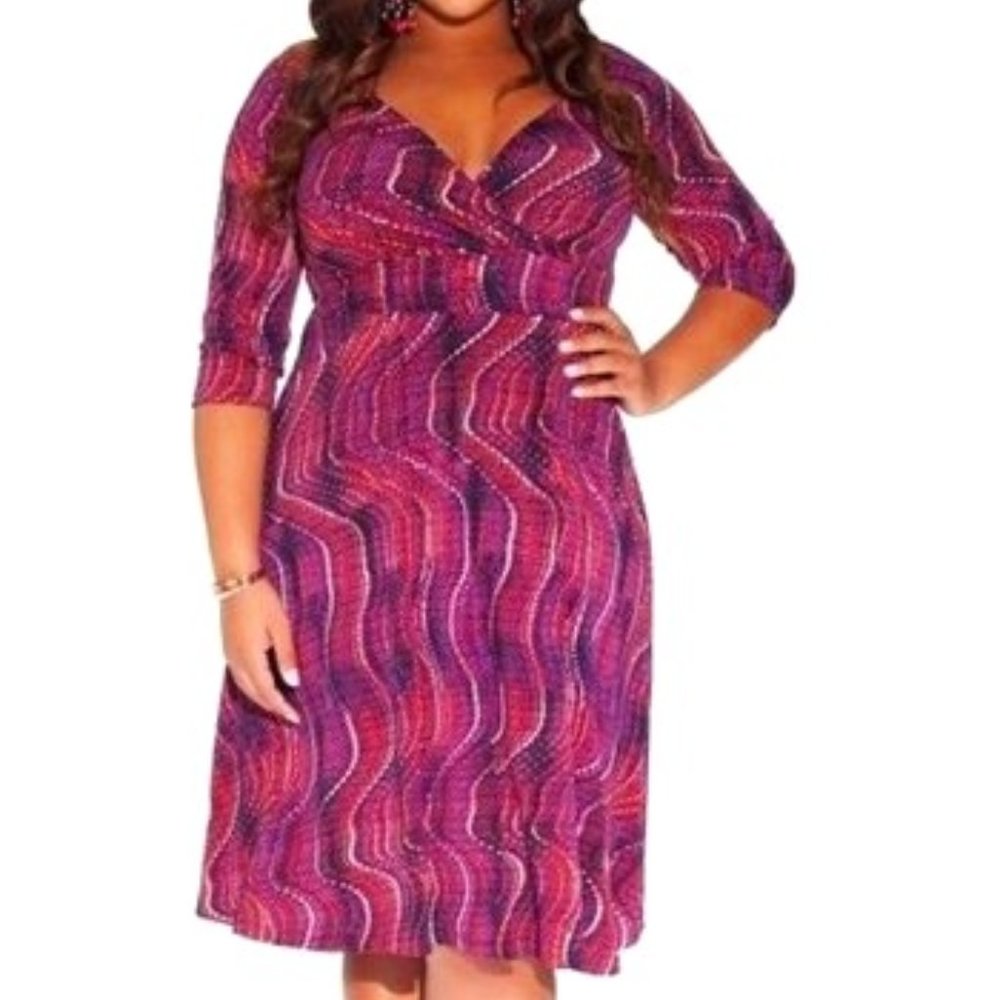 Igigi Francesco Dress in Mulberry Rain, Size 26/28 Purple Plum